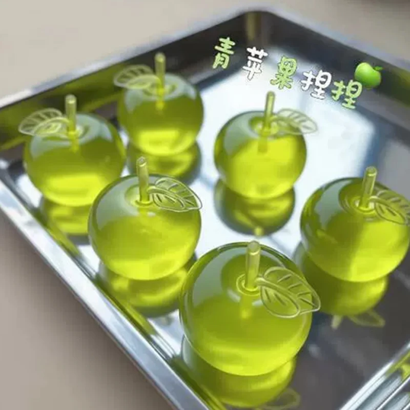 Bola Antiestresse Macia em Forma de Maçã Verde, Brinquedo de Apertar Translucido para Adultos com ADHD e Autismo, Brinquedo de Apertar com Retorno Lento - Imagem 2