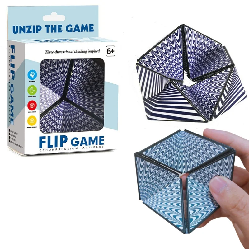 Cubo mágico 3d infinito, quebra-cabeça irregular, visão anti-estresse