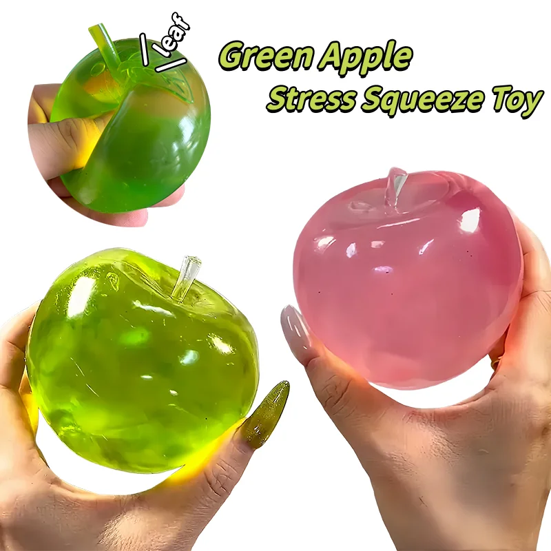Bola Antiestresse Macia em Forma de Maçã Verde, Brinquedo de Apertar Translucido para Adultos com ADHD e Autismo, Brinquedo de Apertar com Retorno Lento