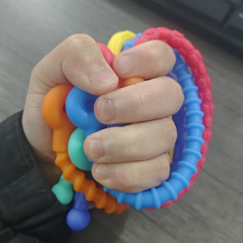 6 pçs sensorial vara texturizado silicone elástico cordas brinquedos para acalmar ansiedade tdah autismo alívio do estresse presentes - Imagem 5