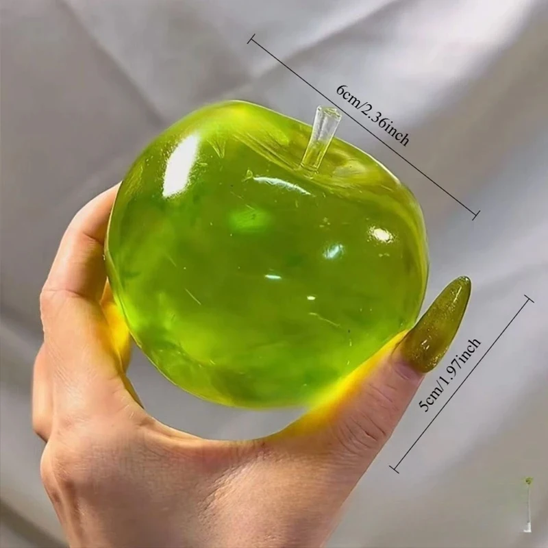 Bola Antiestresse Macia em Forma de Maçã Verde, Brinquedo de Apertar Translucido para Adultos com ADHD e Autismo, Brinquedo de Apertar com Retorno Lento - Imagem 3